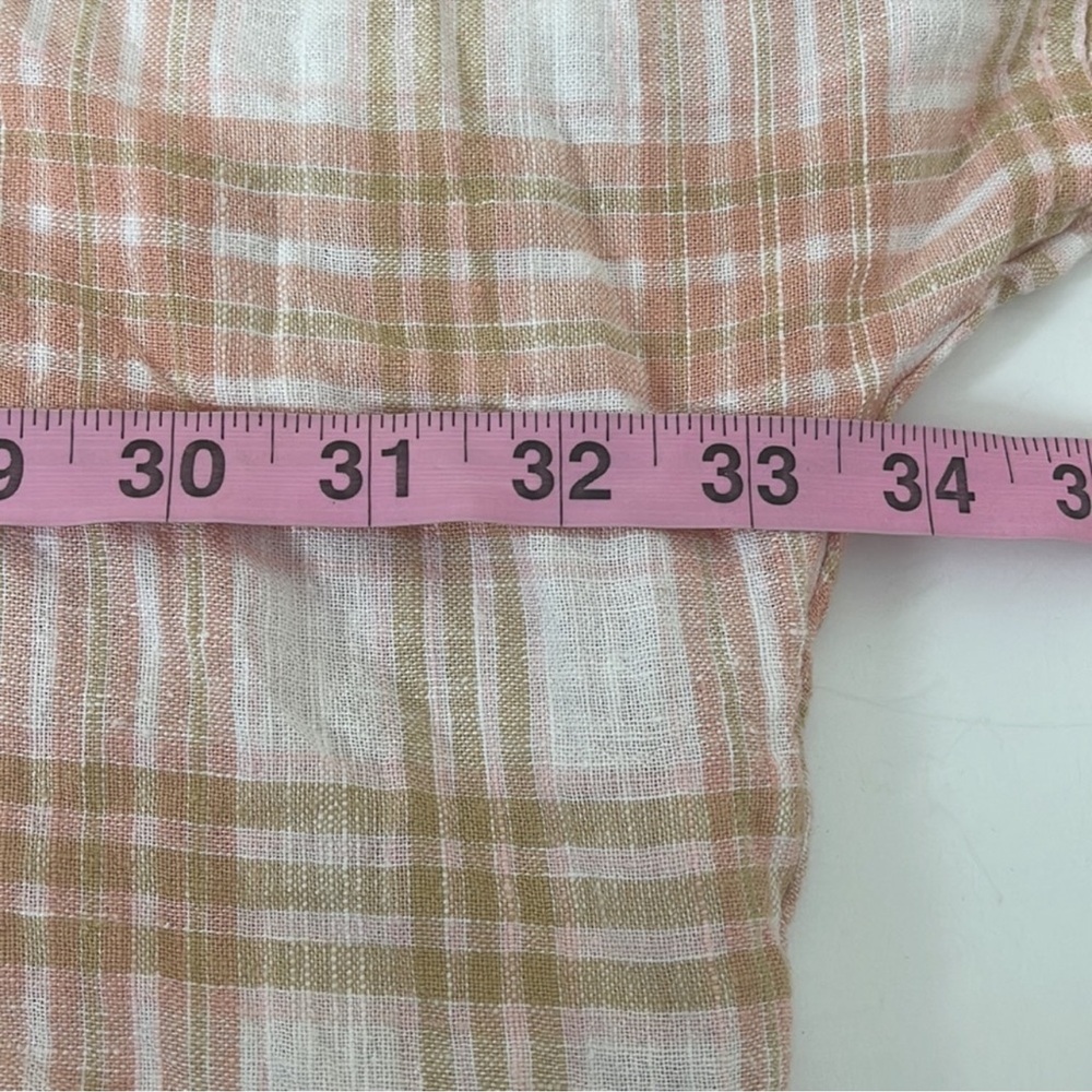 American Eagle Oversized Plaid Button Down Linen Blend Medium - Picture 10 of 14